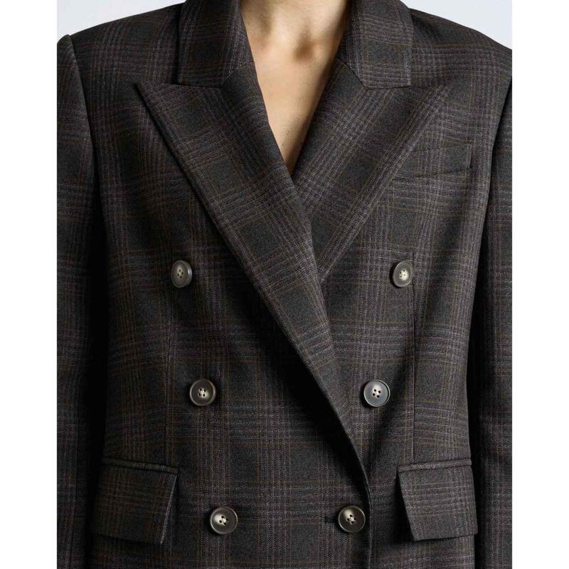 Cue Brushed Prince of Wales Tweed Double Breasted Blazer image number 2